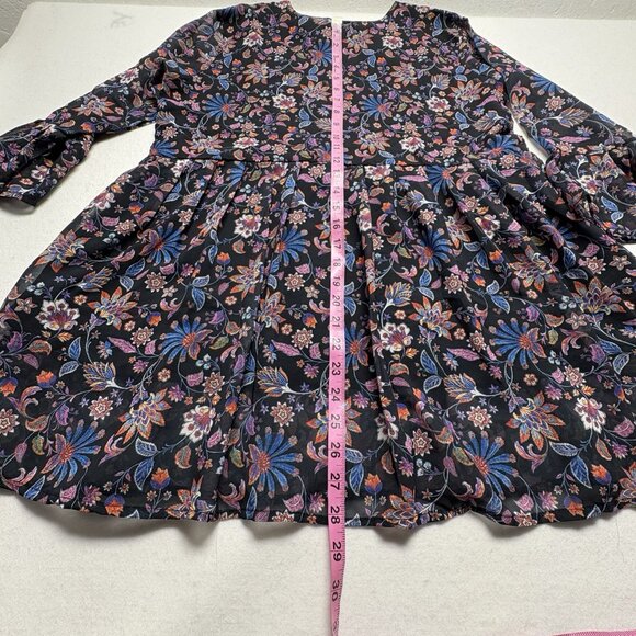 LABISA Women Tunic Top Long Ruffle Sleeves Embroidered Lined Sz L Black 5-7 - Picture 14 of 14